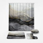 Shower Curtain Set Waterproof Marble Print Multiple Sizes