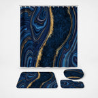 Shower Curtain Set Waterproof Marble Print Multiple Sizes