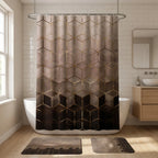Shower Curtain Set Waterproof Marble Print Multiple Sizes