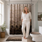 Shower Curtain Set Waterproof Marble Print Multiple Sizes