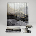 Shower Curtain Set Waterproof Marble Print Multiple Sizes