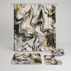 Shower Curtain Set Waterproof Marble Print Multiple Sizes
