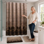 Shower Curtain Set Waterproof Marble Print Multiple Sizes