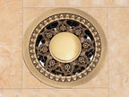 Shower Drain Brass Round Strainer 4 Inch Antique Brass Finish