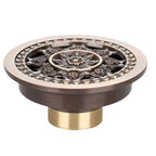 Shower Drain Brass Round Strainer 4 Inch Antique Brass Finish