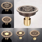 Shower Drain Brass Round Strainer 4 Inch Antique Brass Finish