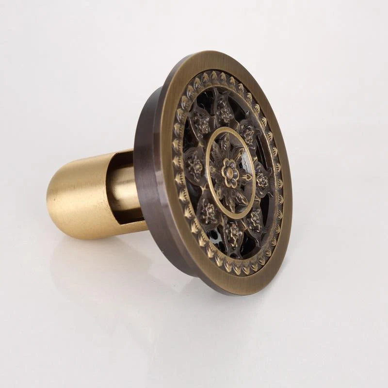 Shower Drain Brass Round Strainer 4 Inch Antique Brass Finish