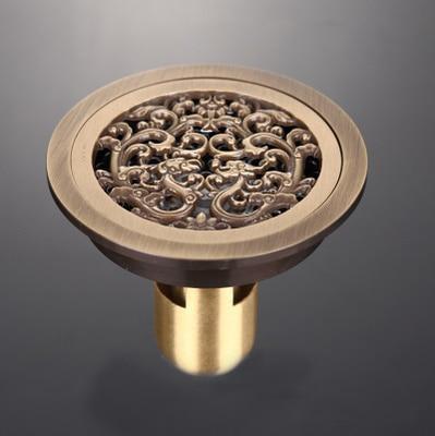 Shower Drain Brass Round Strainer 4 Inch Antique Brass Finish