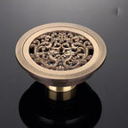 Shower Drain Brass Round Strainer 4 Inch Antique Brass Finish