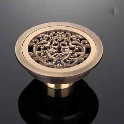 Shower Drain Brass Round Strainer 4 Inch Antique Brass Finish