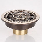 Shower Drain Brass Round Strainer 4 Inch Antique Brass Finish
