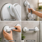 Shower Grab Bar Suction Mount Locking Indicator Non-Slip Grip