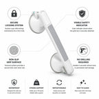 Shower Grab Bar Suction Mount Locking Indicator Non-Slip Grip