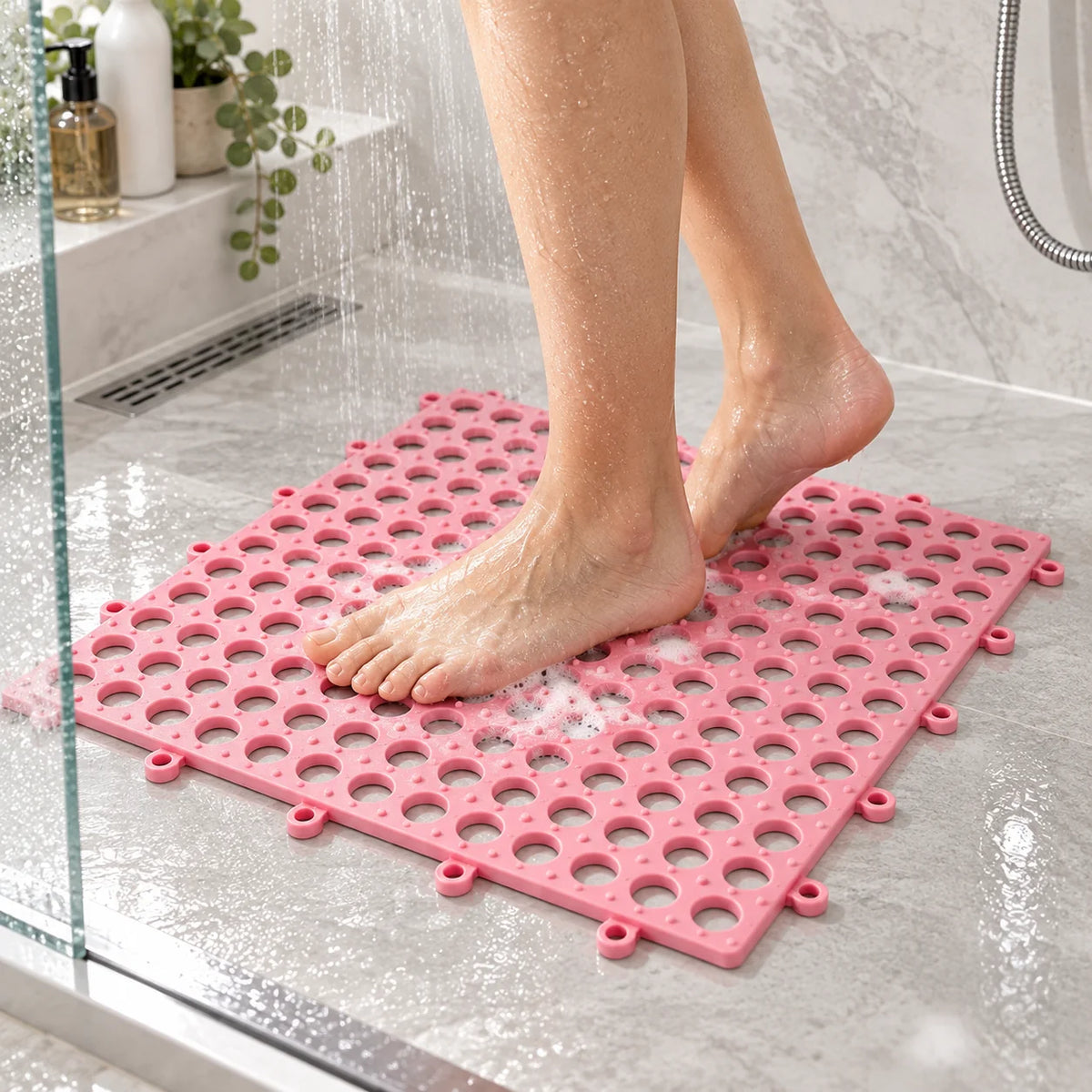 Shower Mat Non-Slip Suction Cups Quick Drainage