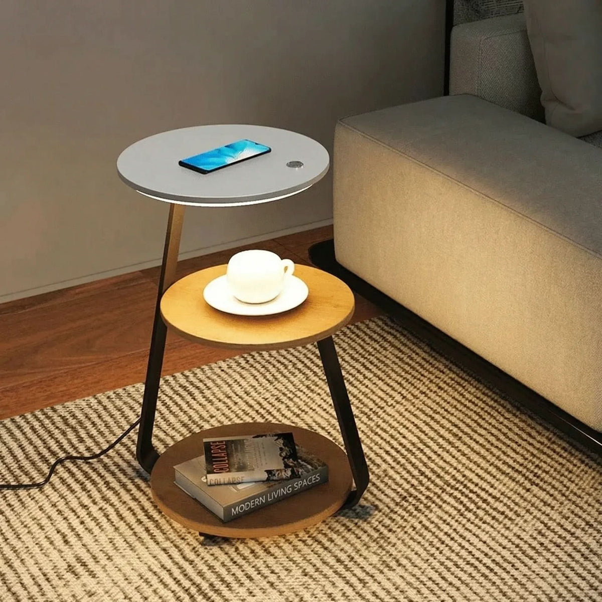 Side Table Qi Wireless Charging & Ambient LED Lighting