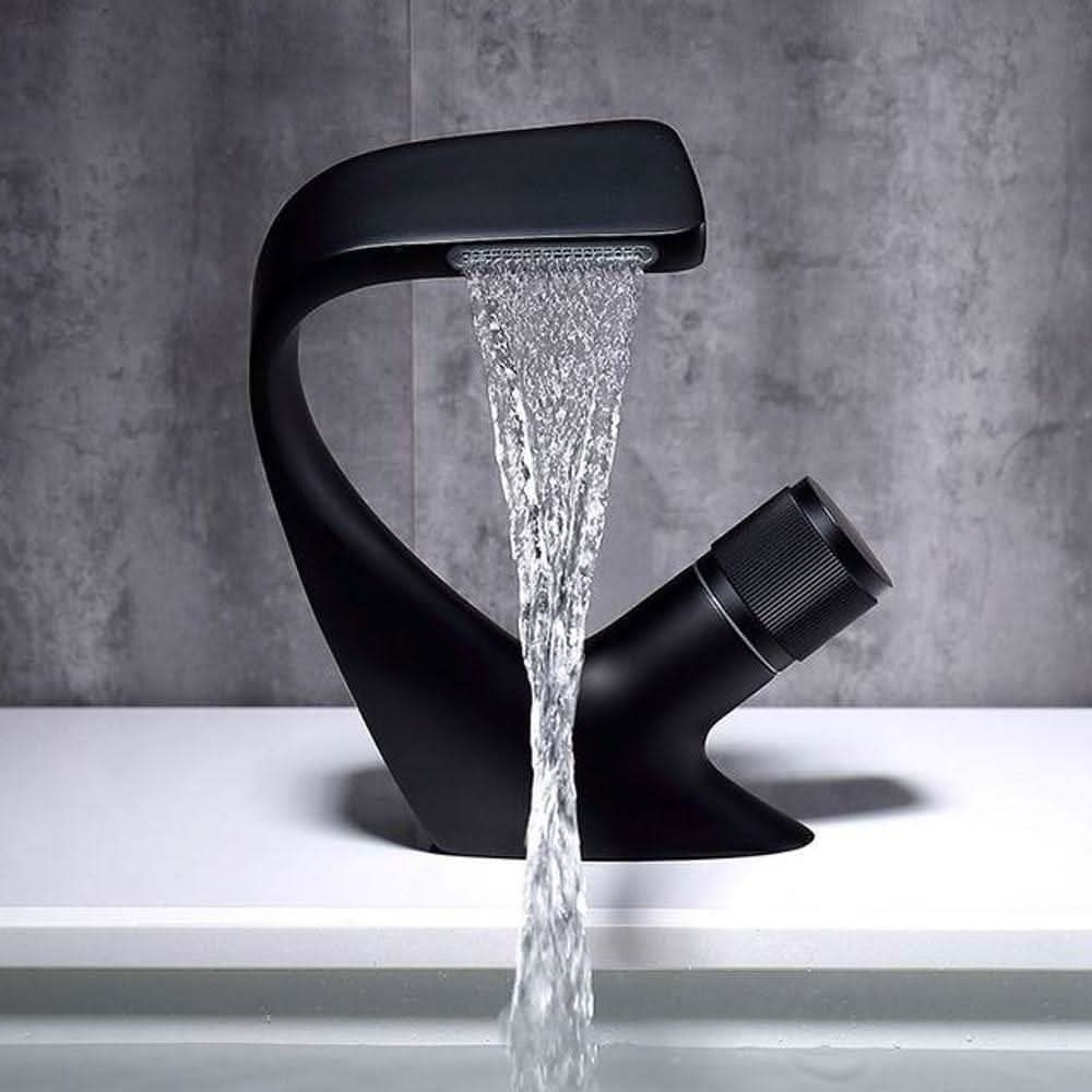 Single-Handle Basin Mixer Waterfall Spout Solid Brass