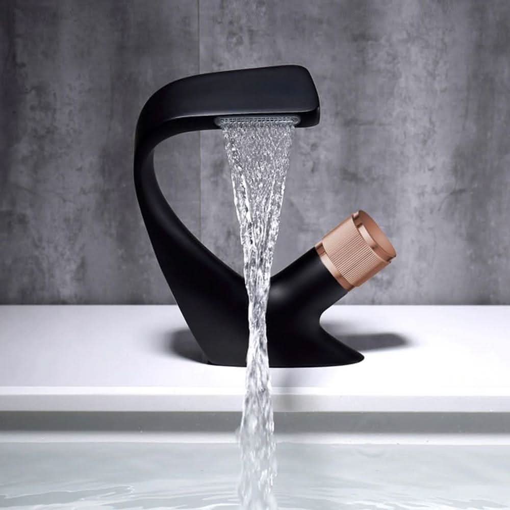 Single-Handle Basin Mixer Waterfall Spout Solid Brass