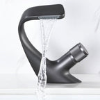 Single-Handle Basin Mixer Waterfall Spout Solid Brass