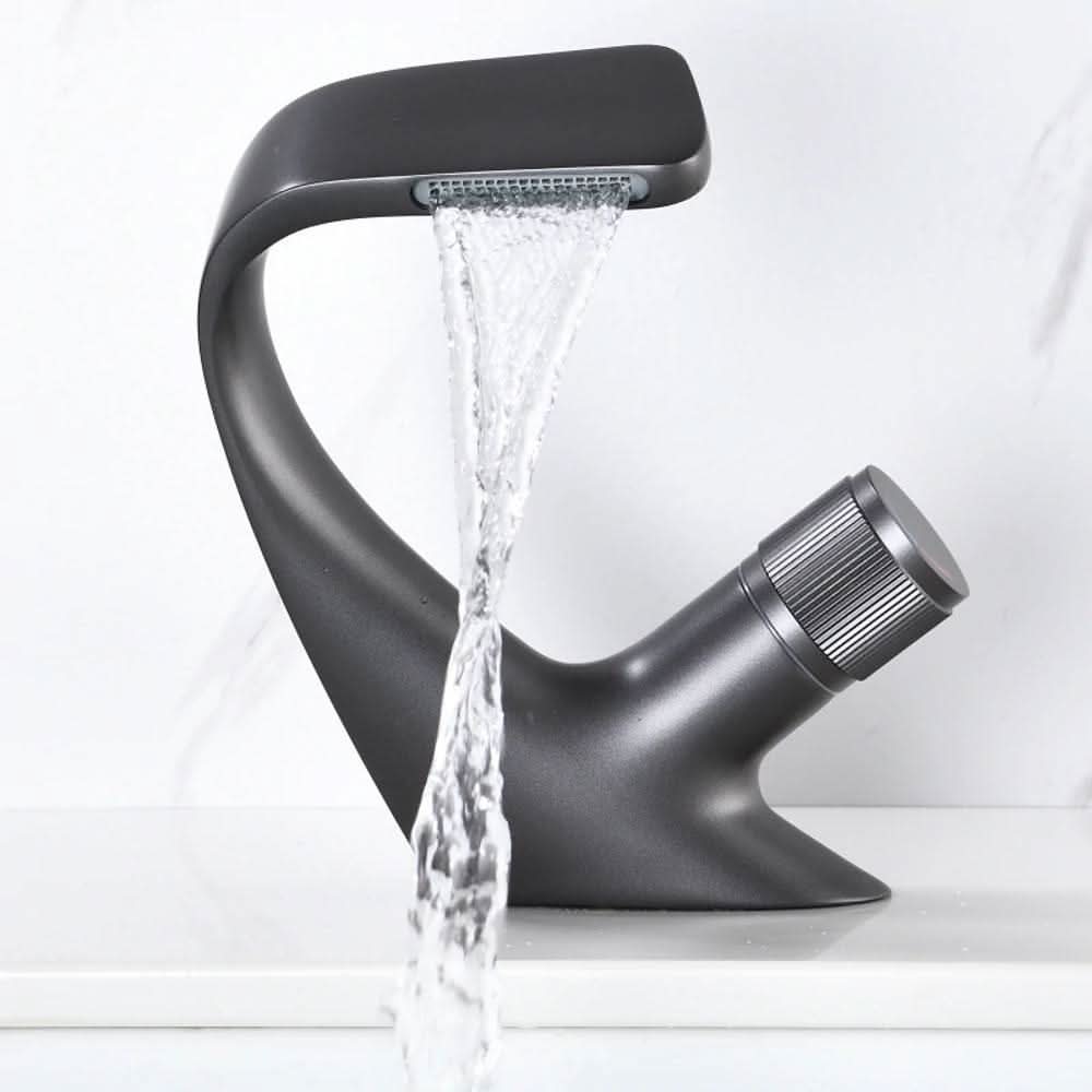 Single-Handle Basin Mixer Waterfall Spout Solid Brass