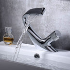 Single-Handle Basin Mixer Waterfall Spout Solid Brass