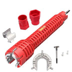 Sink & Faucet Installation Wrench Slim Long-Reach Multiple Adapters