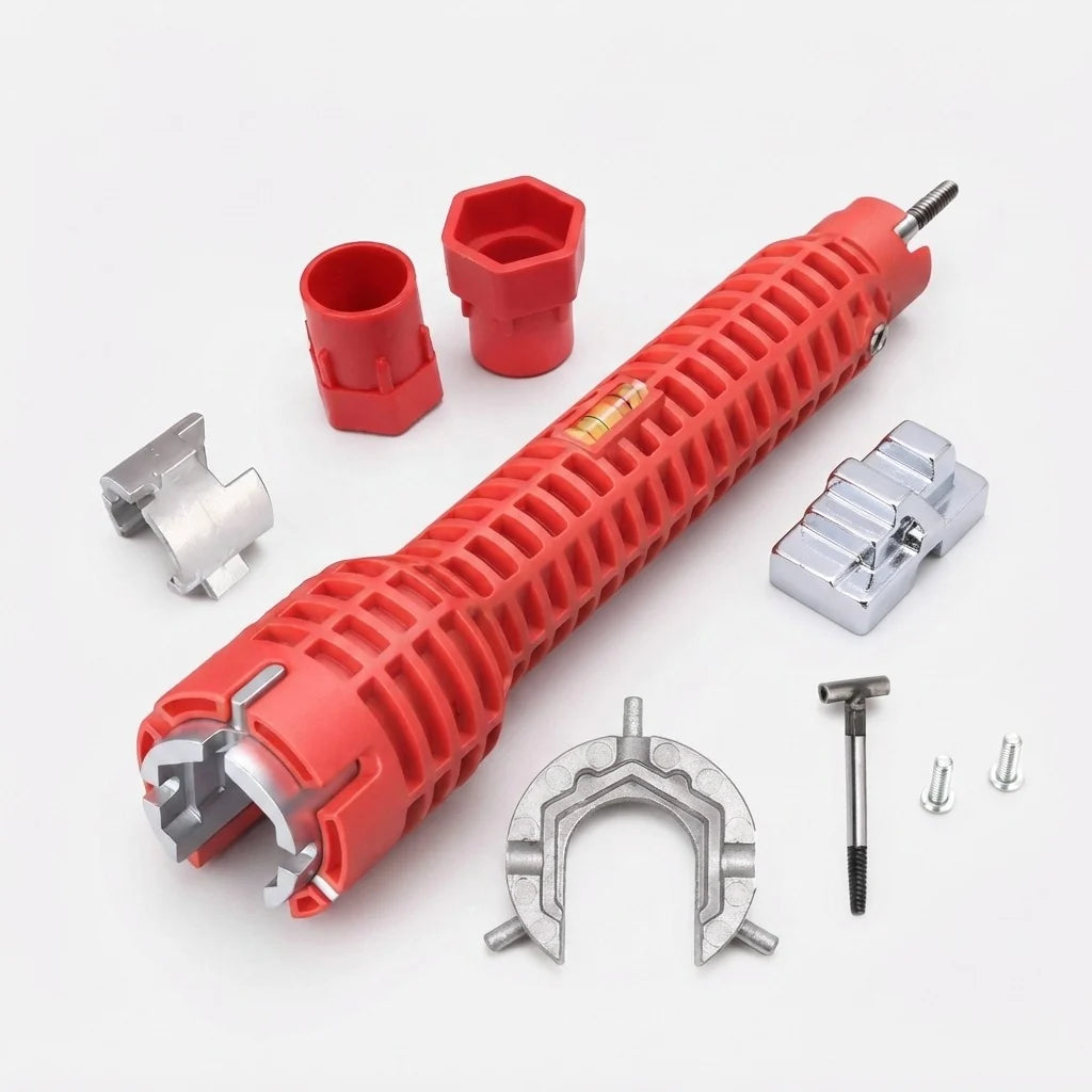 Sink & Faucet Installation Wrench Slim Long-Reach Multiple Adapters