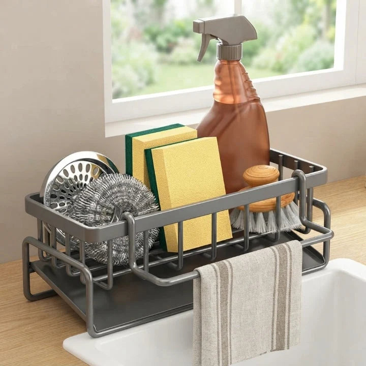 Sink Organizer Perforated Drainage Stainless Steel Towel Bar
