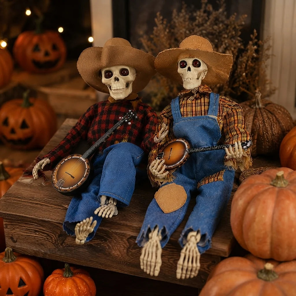 Skeleton Figure Motion-Activated Banjo & LED Lights