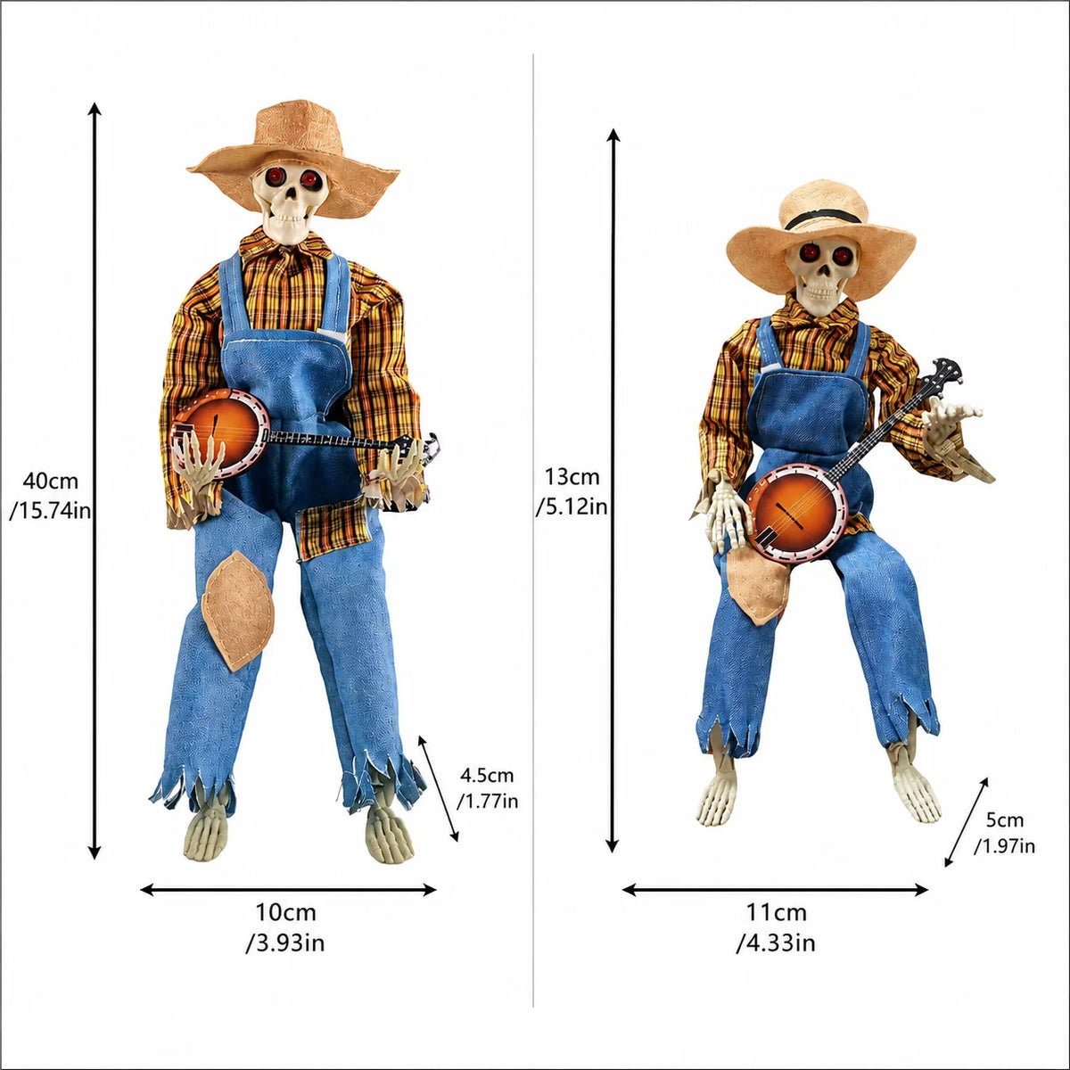 Skeleton Figure Motion-Activated Banjo & LED Lights