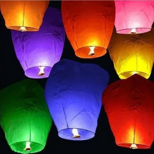 Sky Lanterns Multicolor Set of 10