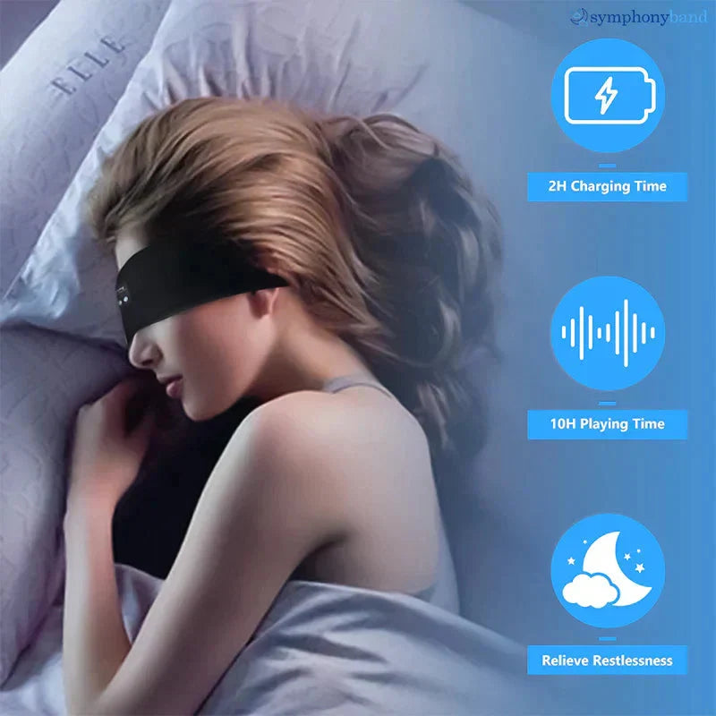 Sleep Headphones Adjustable Flat Speakers Bluetooth & USB Charging
