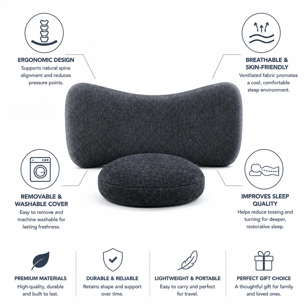 Sleeping Pillow Contoured Neck Support Breathable & Washable Cover