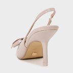 Slingback Heels Pointed Toe Stiletto Glossy Bow Detail