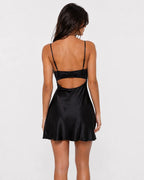 Slip Dress Satin Lace Trim Adjustable Straps