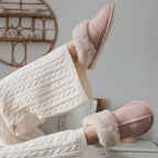 Slippers Faux Fur Slip-On Rubber Sole Indoor & Outdoor Wear