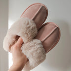 Slippers Faux Fur Slip-On Rubber Sole Indoor & Outdoor Wear