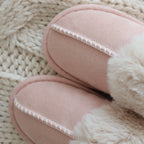 Slippers Faux Fur Slip-On Rubber Sole Indoor & Outdoor Wear