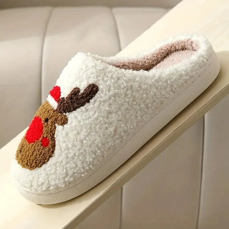 Slippers Festive Prints Plush Lining Non-Slip Sole