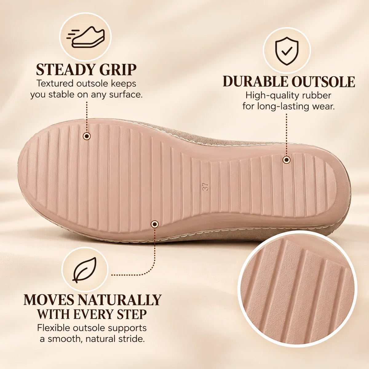 Slippers Plush-Lined Arch Support Cushioned Sole