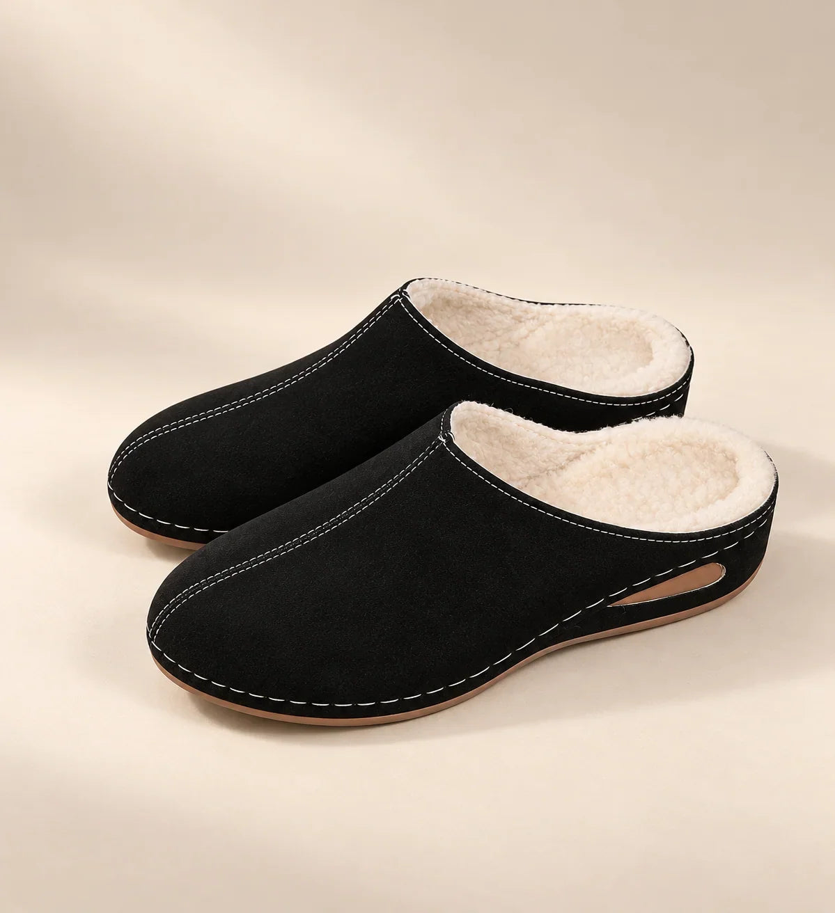 Slippers Plush-Lined Arch Support Cushioned Sole