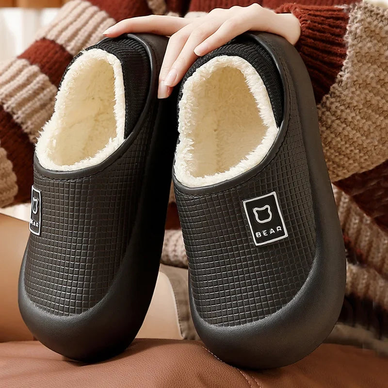 Slippers Waterproof Plush Lined Non-Slip Sole