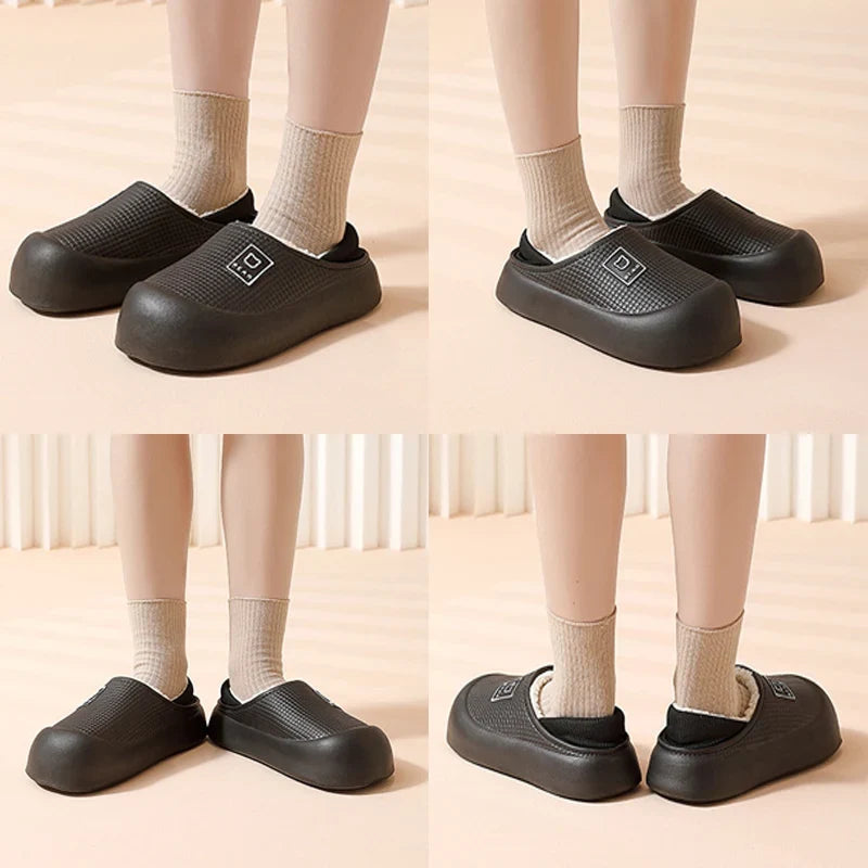 Slippers Waterproof Plush Lined Non-Slip Sole