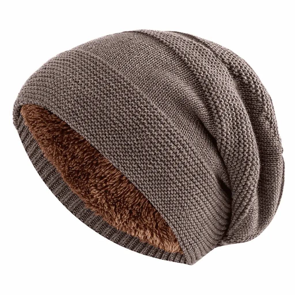 Slouchy Beanie Fleece-Lined Ribbed Cuff One Size