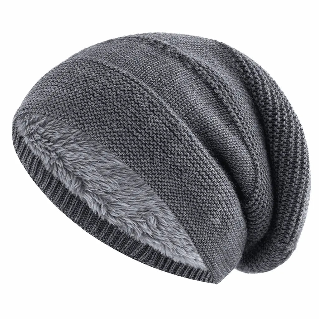 Slouchy Beanie Fleece-Lined Ribbed Cuff One Size