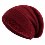 Slouchy Beanie Fleece-Lined Ribbed Cuff One Size