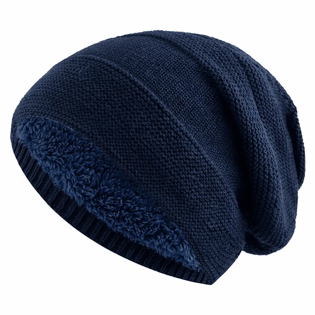 Slouchy Beanie Fleece-Lined Ribbed Cuff One Size