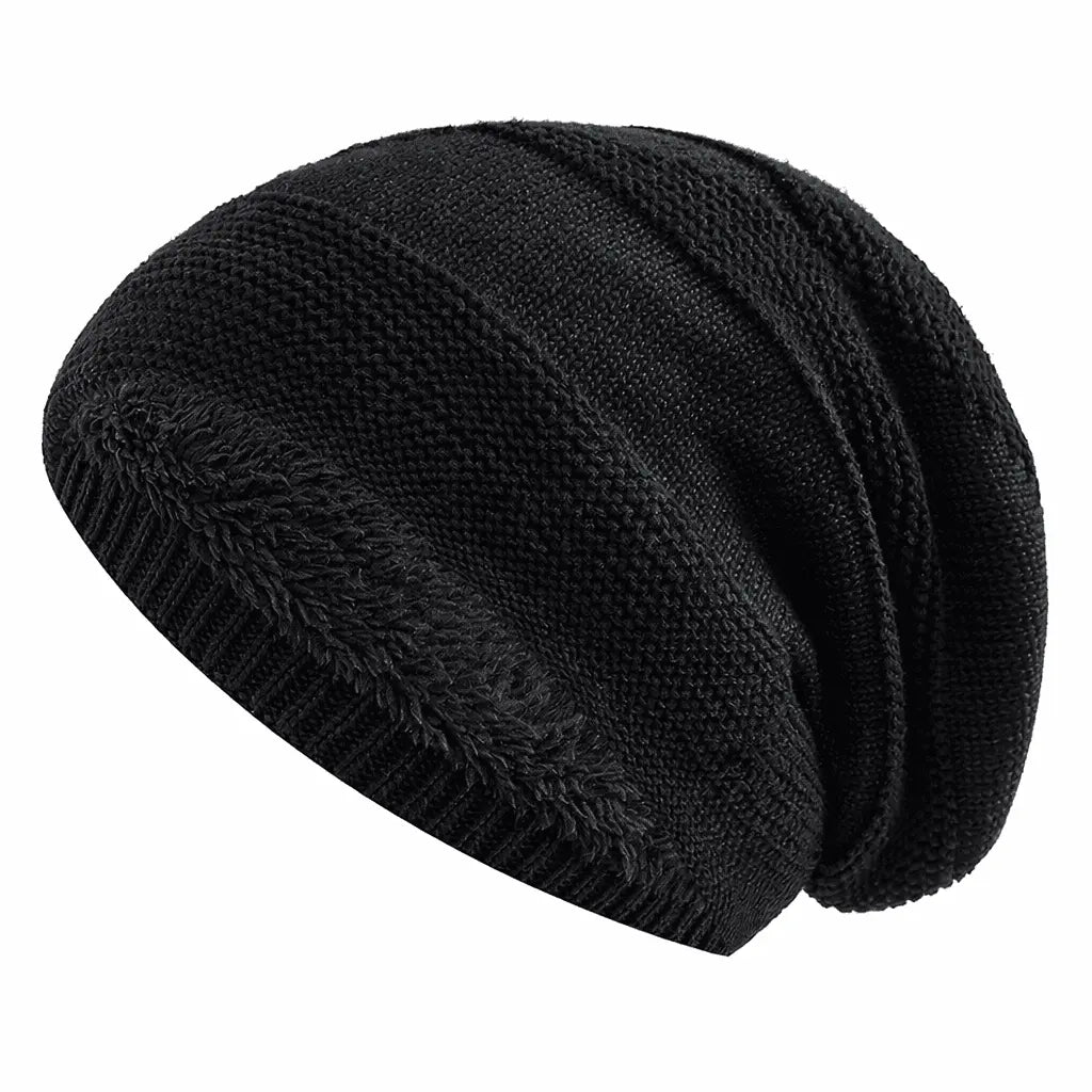 Slouchy Beanie Fleece-Lined Ribbed Cuff One Size