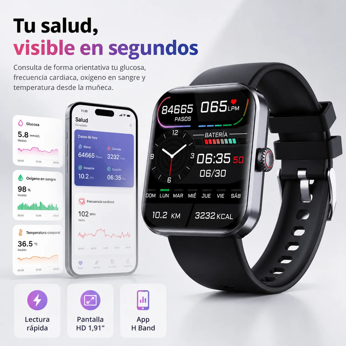 Smartwatch Heart Rate & Sleep Tracking 50+ Sports Modes
