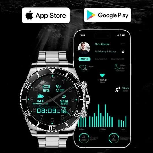 Smartwatch Titanium GPS Health Tracking 328-Foot Water-Resistant