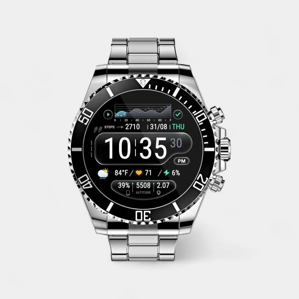 Smartwatch Titanium GPS Health Tracking 328-Foot Water-Resistant